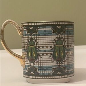 Anthropologie Ceramic Mug with Gold Accents 12oz